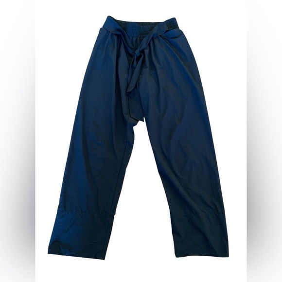 Aday Easy Day Pants Tie Waist Straight Leg Lightweight Ankle Length Black Small - Picture 6 of 8